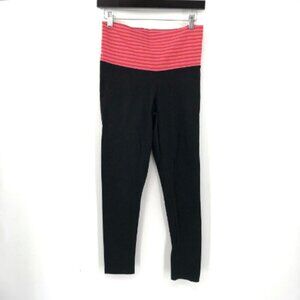 AERIE Legging Pant Stretch Black Foldover Waist Striped Waist S SHORT Lounge Blk